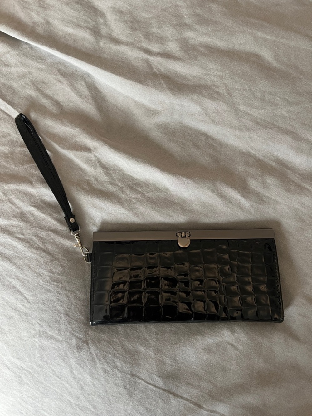 Black Croc-Embossed Wristlet Clutch - Women Bags
